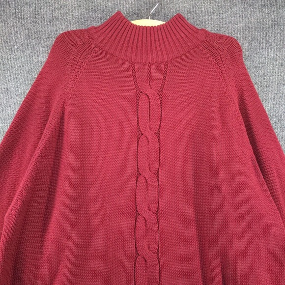 Phys. Sci. Men's Cable Knit Pullover Sweater Red XL Mock Neck Cotton - Picture 3 of 11